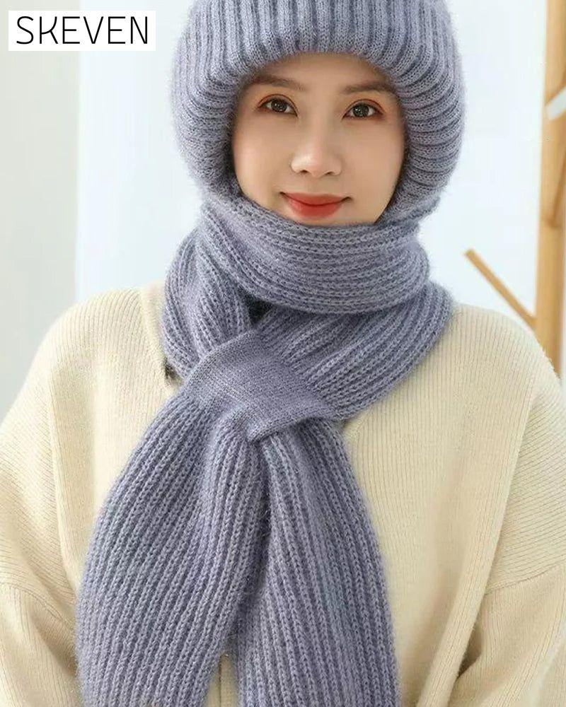 Winter Versatile Knitted Hooded Scarf for Women
