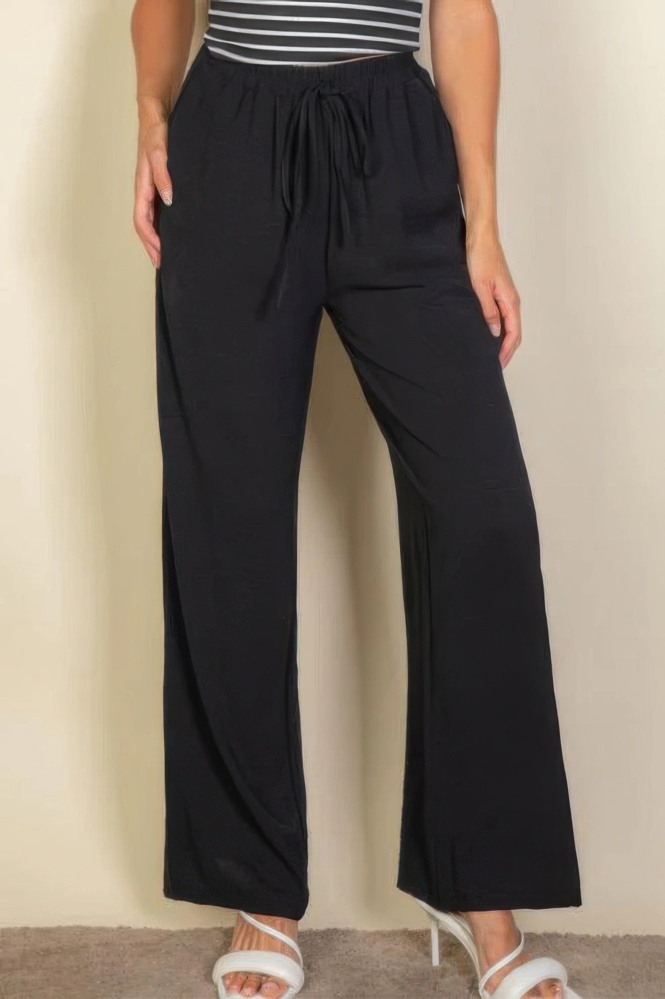 VacationGrabs Women's Drawstring Waist Wide Leg Pants