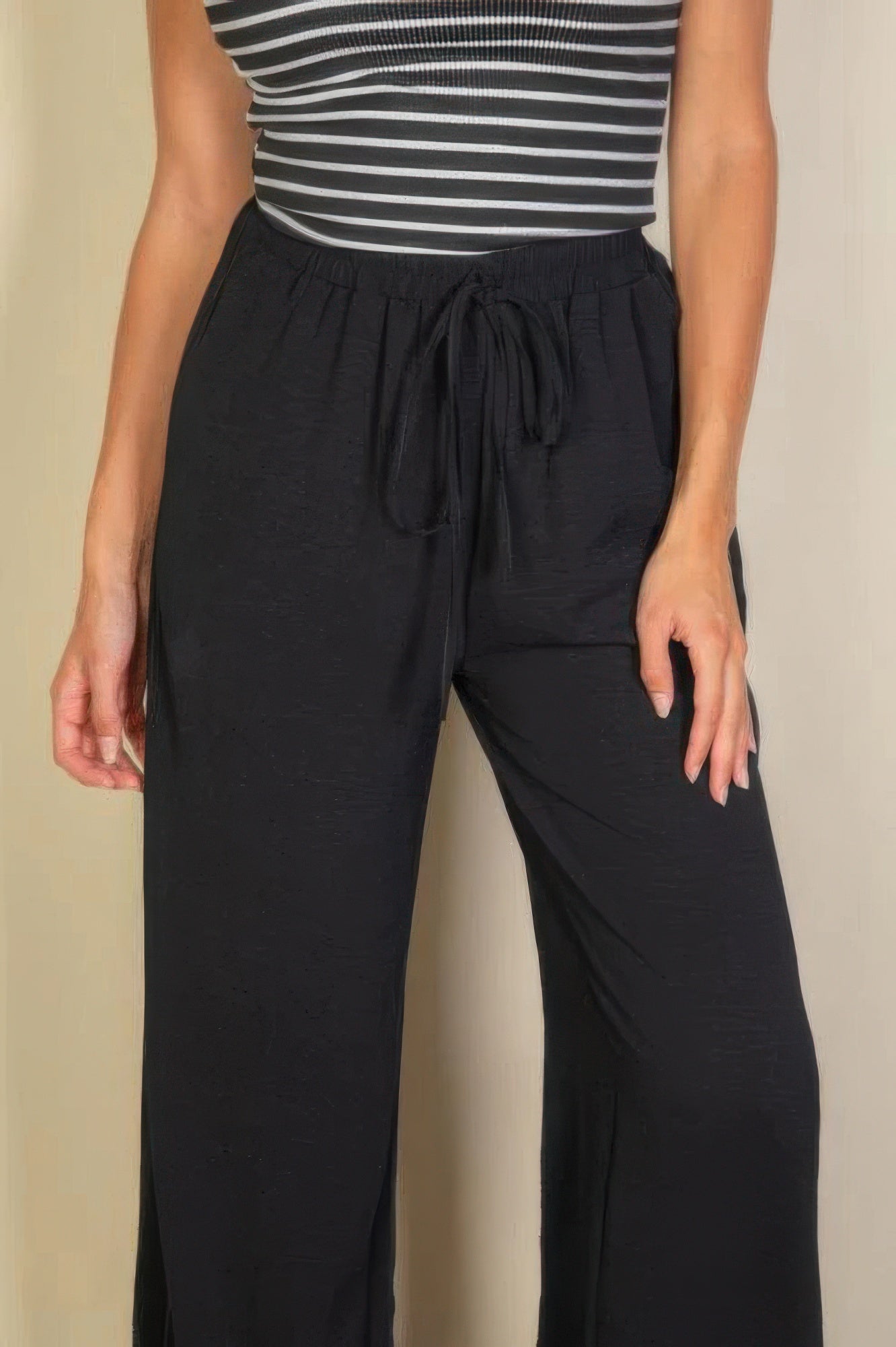 VacationGrabs Women's Drawstring Waist Wide Leg Pants