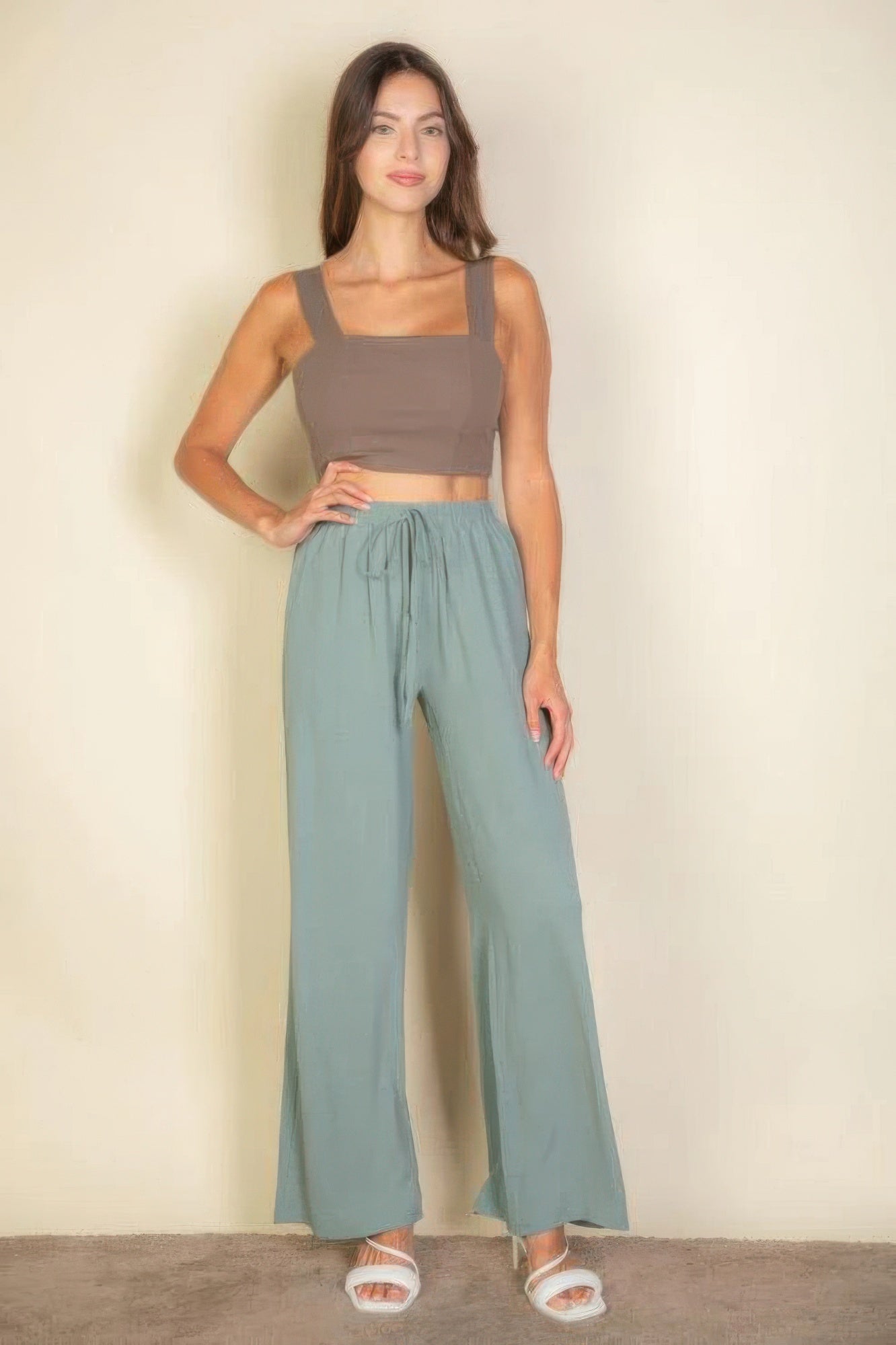 VacationGrabs Women's Drawstring Waist Wide Leg Pants