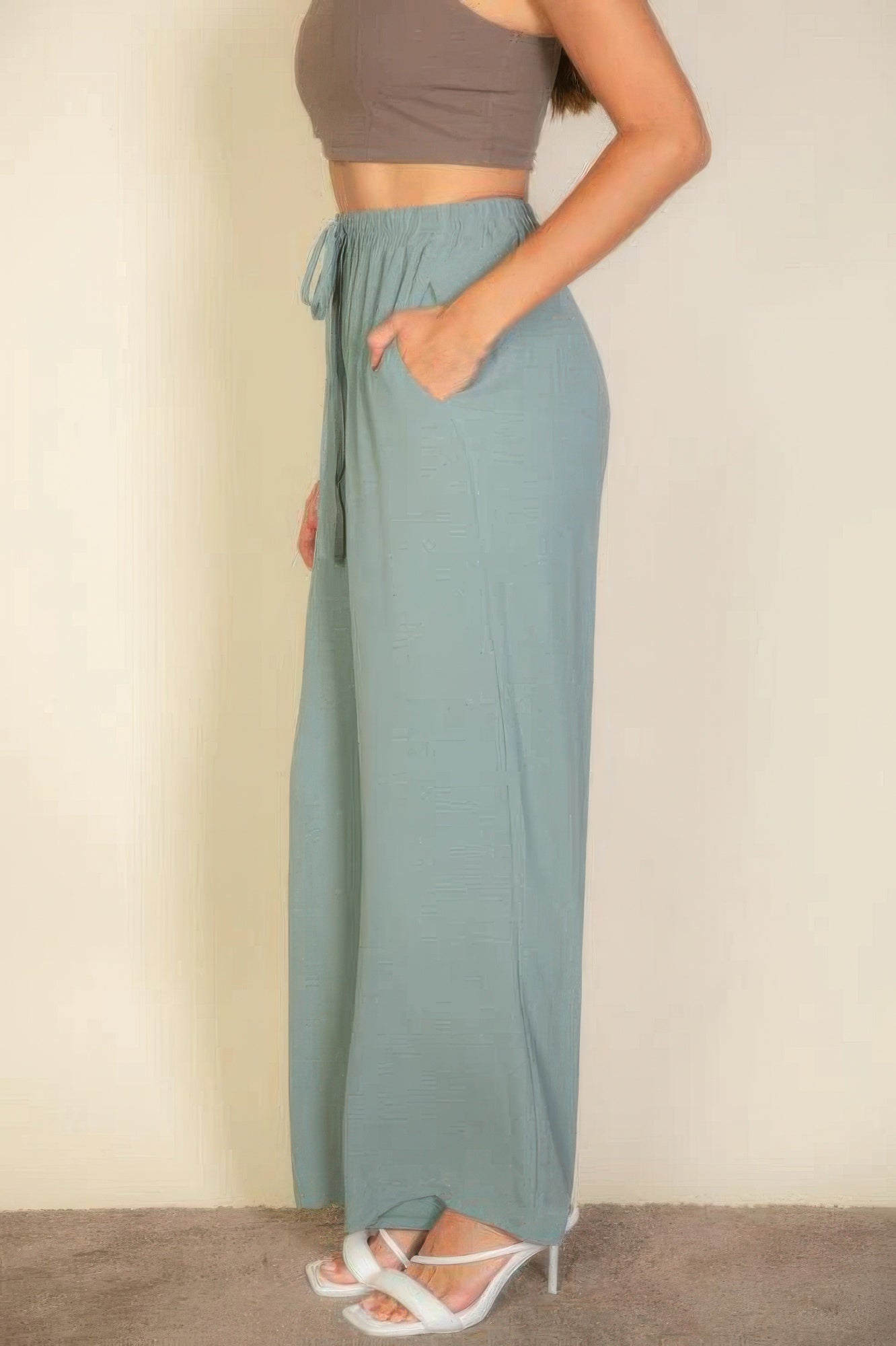 VacationGrabs Women's Drawstring Waist Wide Leg Pants