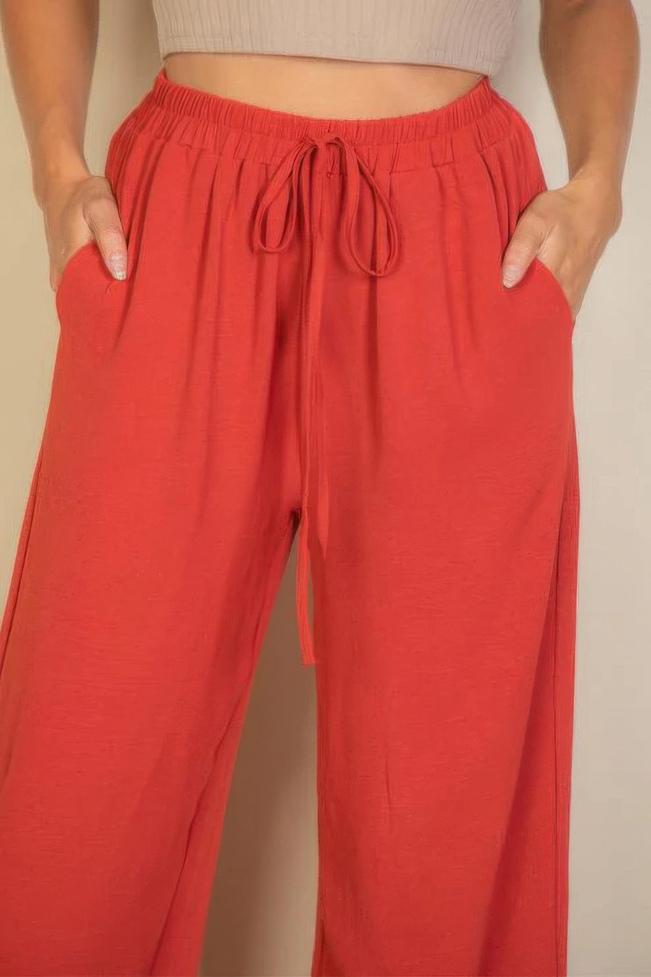 VacationGrabs Women's Drawstring Waist Wide Leg Pants