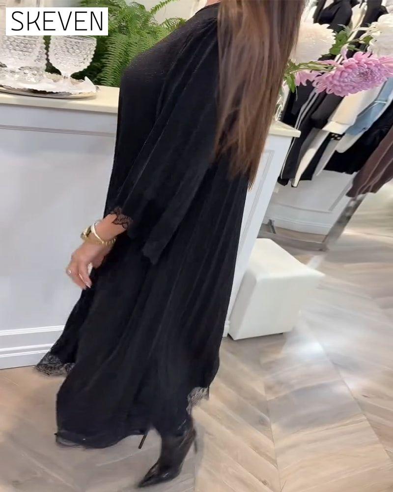 Round Neck Loose Lace Patchwork Dress