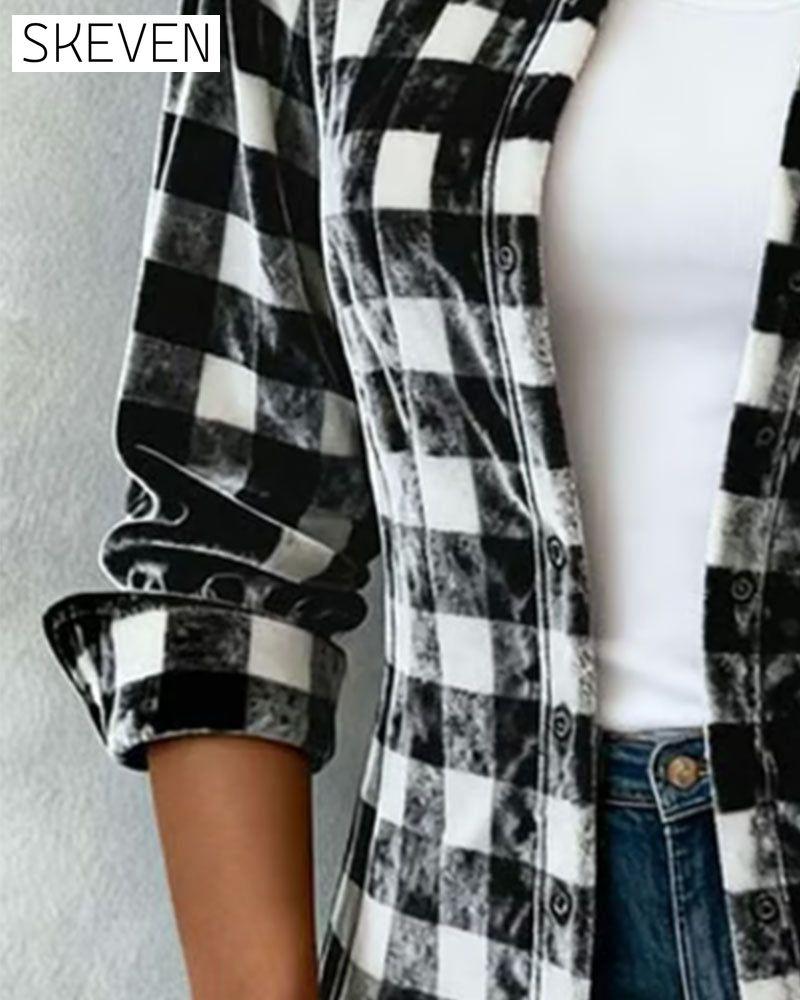 Chemise à carreaux en velours à revers