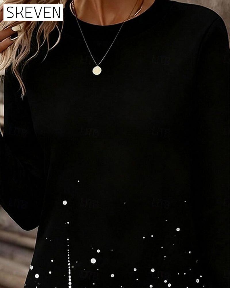 Plush Patchwork Hem Round Neck Dress