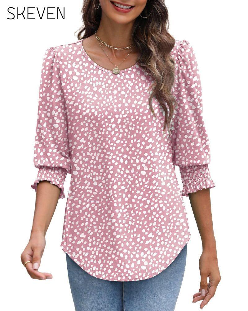 Puff Sleeve Printed Blouse
