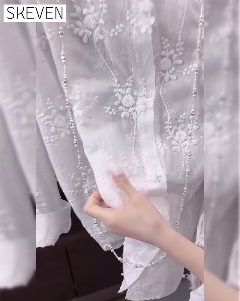 Solid Embroidered Drop Shoulder Shirt
