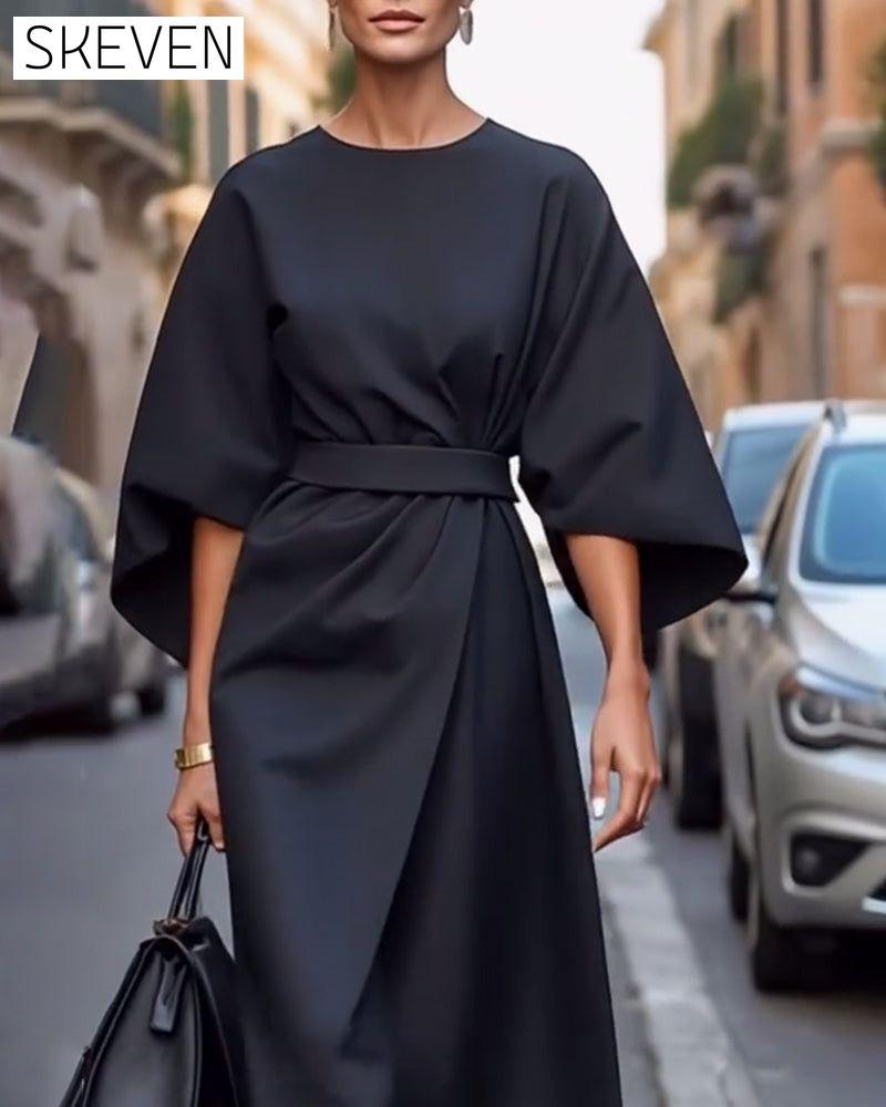 Elegantes Kleid mit Laternenärmeln und Gürtel