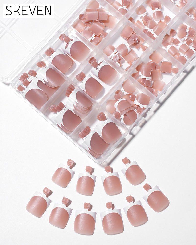 French Short Nude Toe Nails