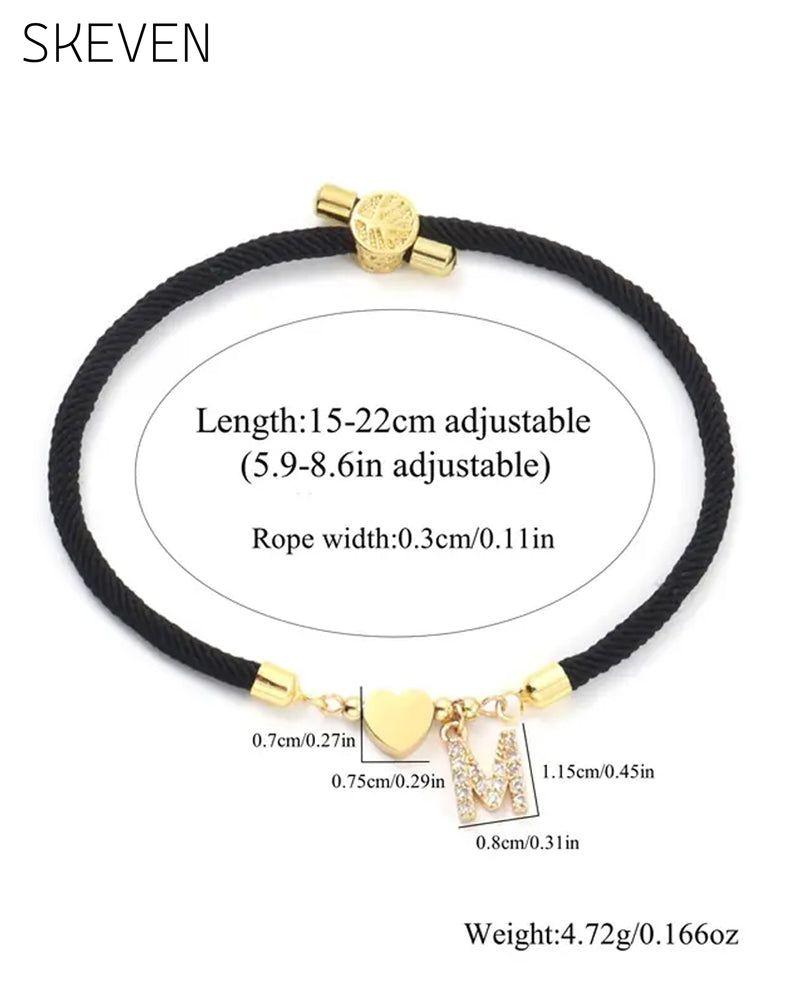 Initial Heart Charm Link Fashionable Bracelet