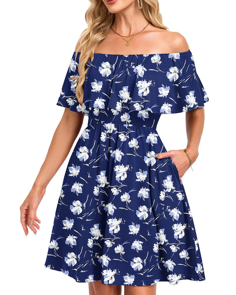 Floral Off-Shoulder Midi Dress