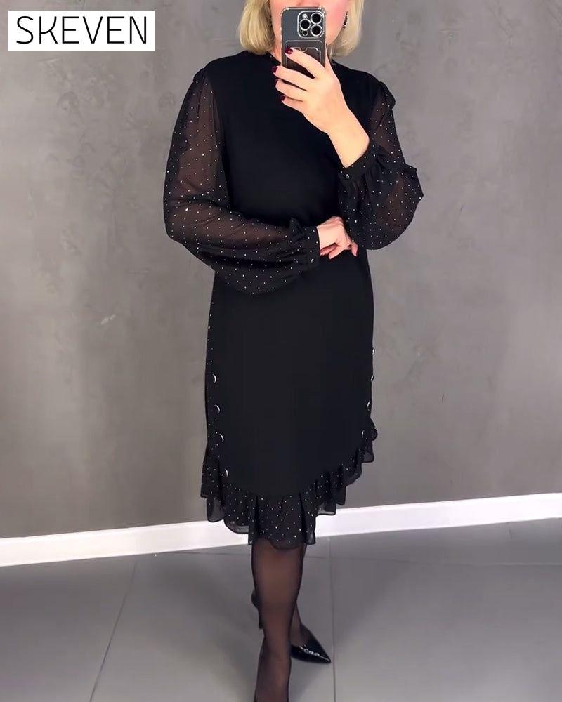 Langärmeliges Kleid mit Polka-Dots
