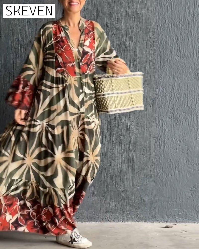 Loose Printed Vacation Dress