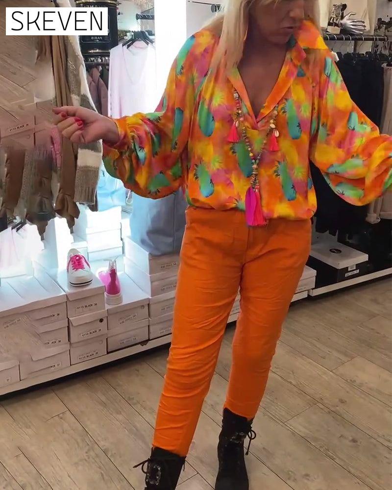 Women's Lapel floral Blouses