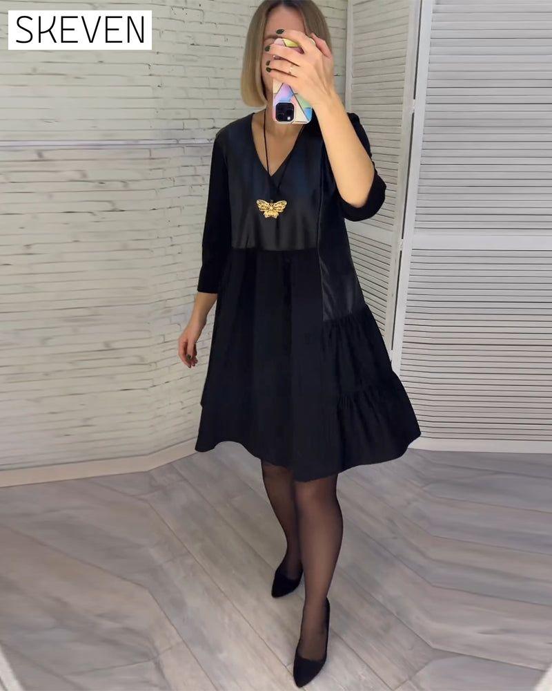 Patchwork V-neck Dress