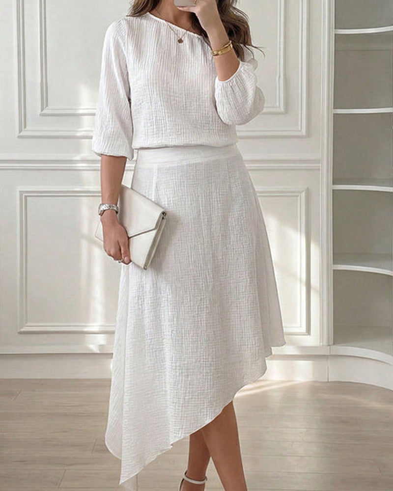 One-Shoulder Asymmetric Skirt Set