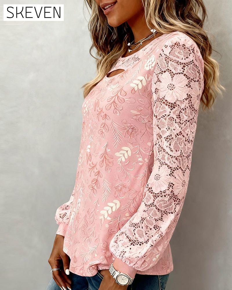 Blouse patchwork ajourée tendance