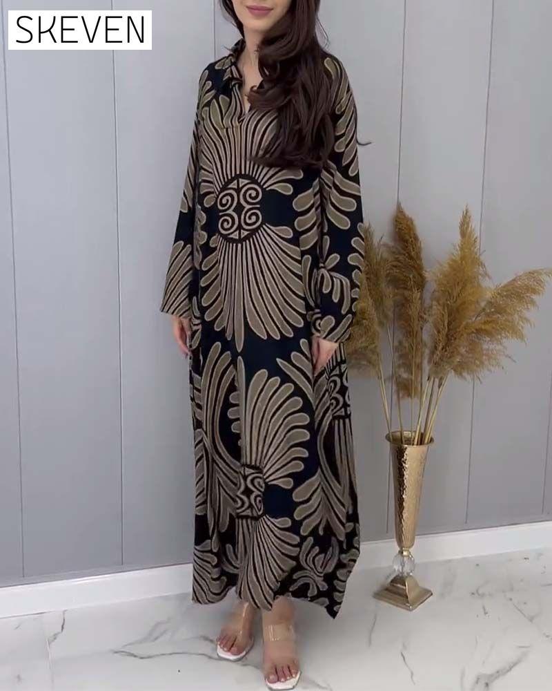 Retro loose dress with lapel 2024 f/w casual dresses spring