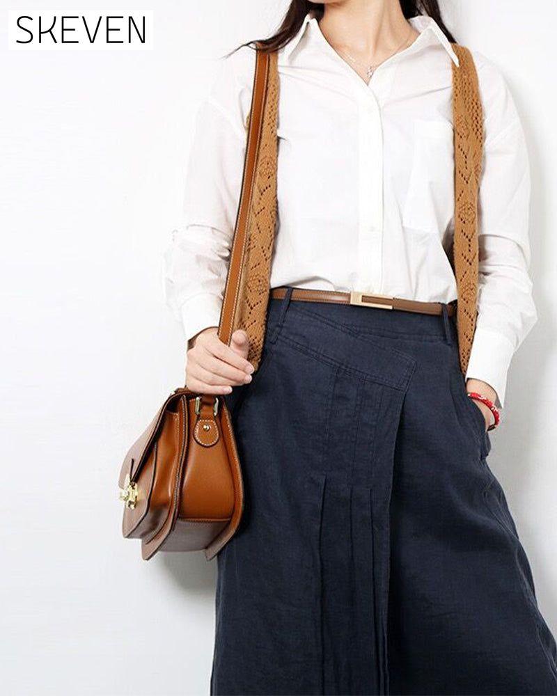 Simple retro solid color thin belt