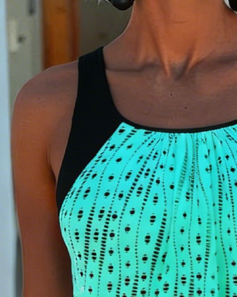 Tank Top Color Block Boy Short Tankini