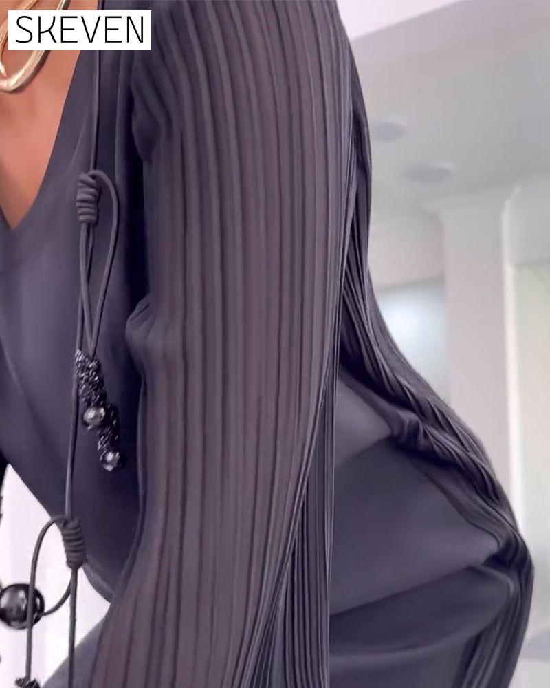 Freizeitkleid in Unifarbe mit Schlitz