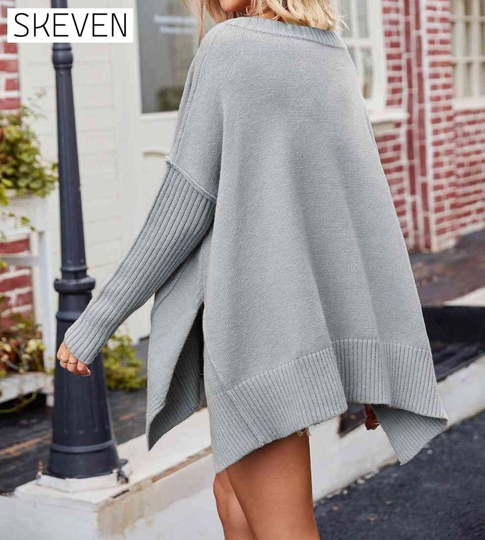 V-Neck Slit Exposed Seam Sweater Cardigan clothes SF Knit Ship From Overseas Sweater Sweaters