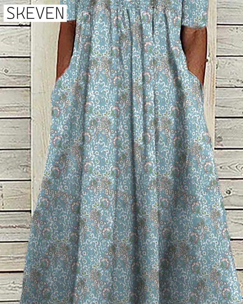 Elegant printed button-down dress casual dresses spring summer