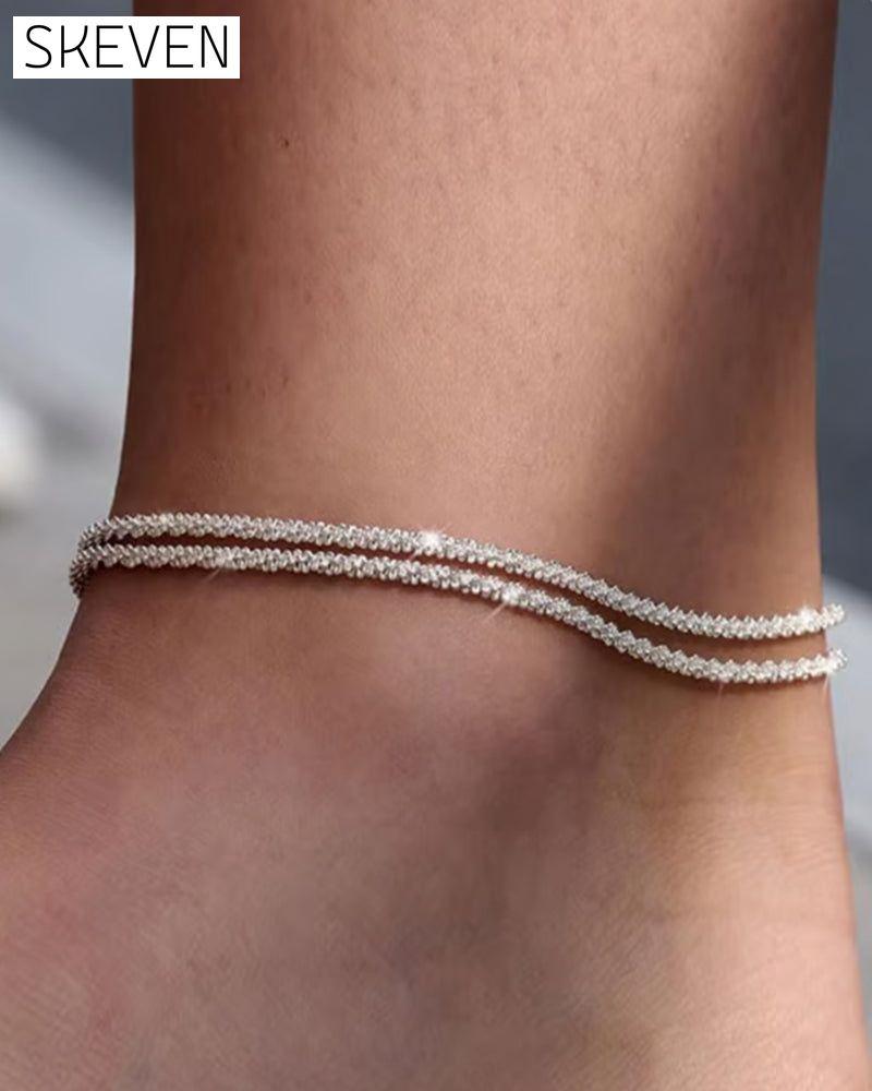 🏖️ KC Gold- und Sterlingsilber-Fußkettchen für Damen