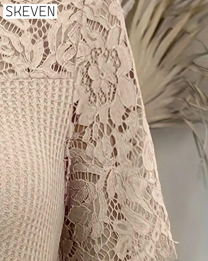 Lace Panel Knitted T-Shirt