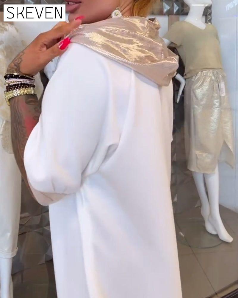 Kapuzenkleid in Unifarbe mit lockerem Schlitz