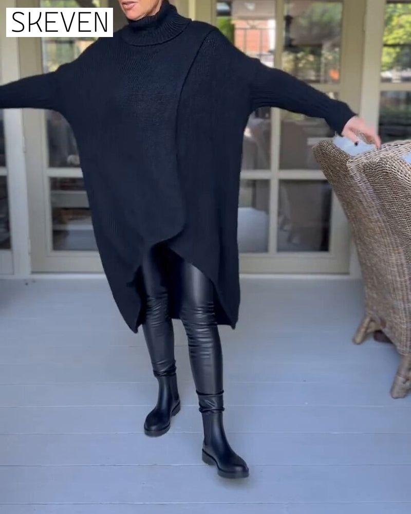 High neck long pullover