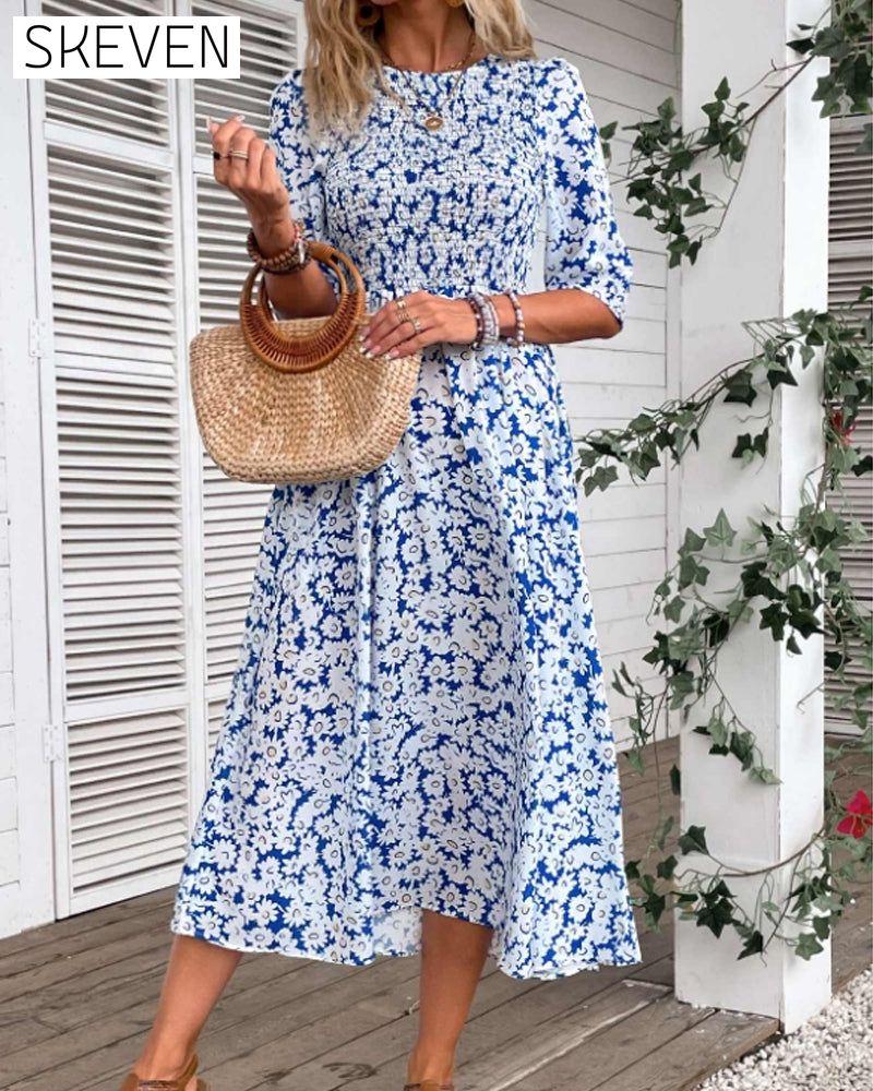 Fresh floral slim fit dress casual dresses summer