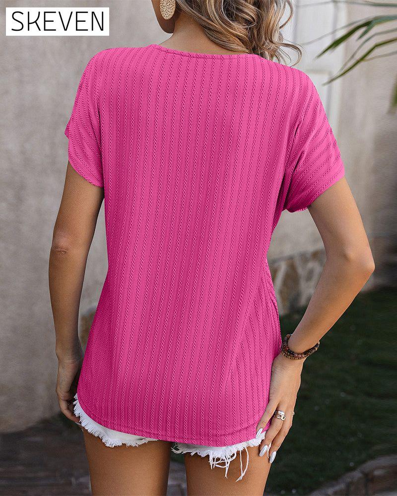 Bluse mit V-Ausschnitt und Kettenjacquardmuster