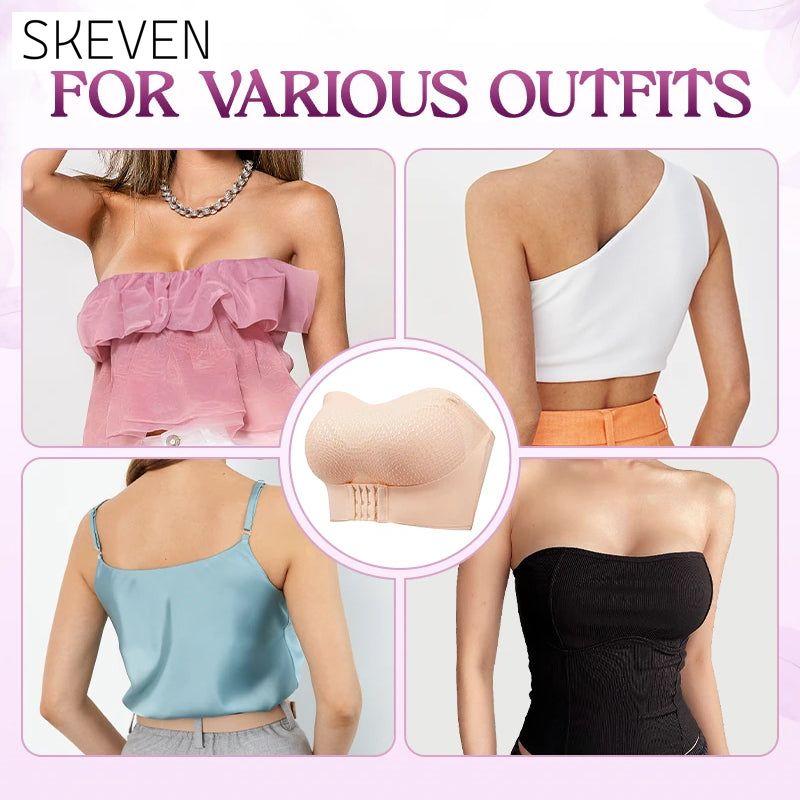 Non-Slip Comfort Strapless Push-Up Bra with Front Buckle