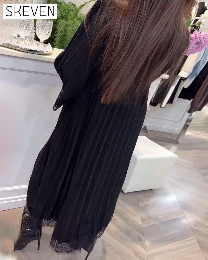 Round Neck Loose Lace Patchwork Dress