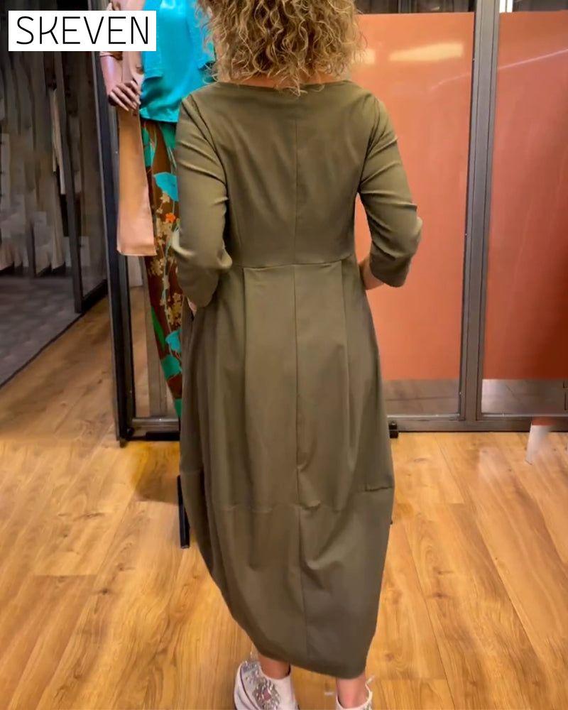 Round Neck 2/3 Sleeve Dress