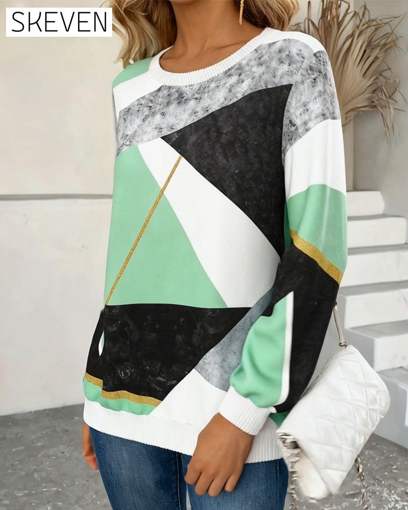 Fashionable Round Neck Printed Sweatshirt