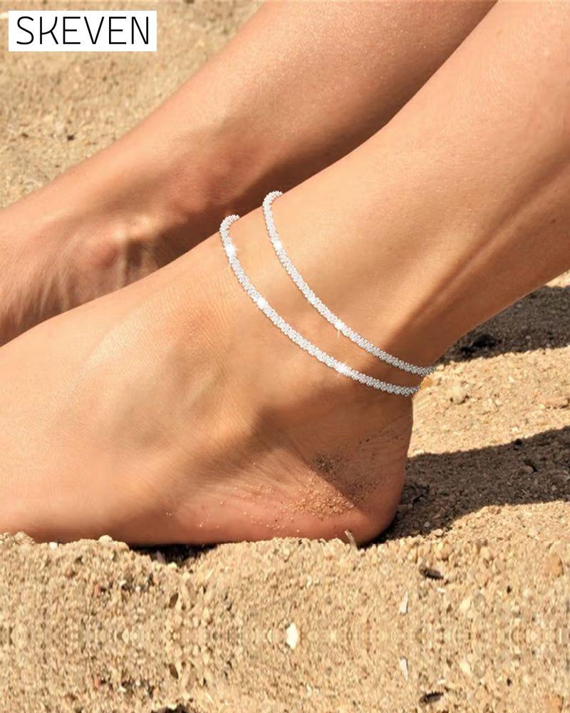 🏖️ KC Gold- und Sterlingsilber-Fußkettchen für Damen