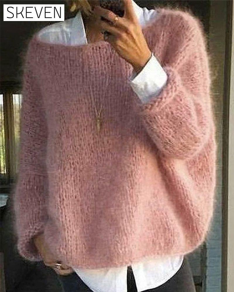 Round neck solid color sweater Pink 2023 f/w 23BF pullovers