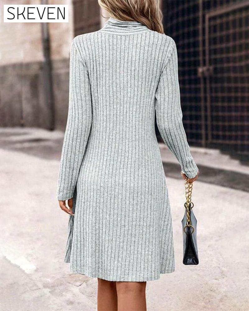 Elegantes, einfarbiges Kleid in A-Linie
