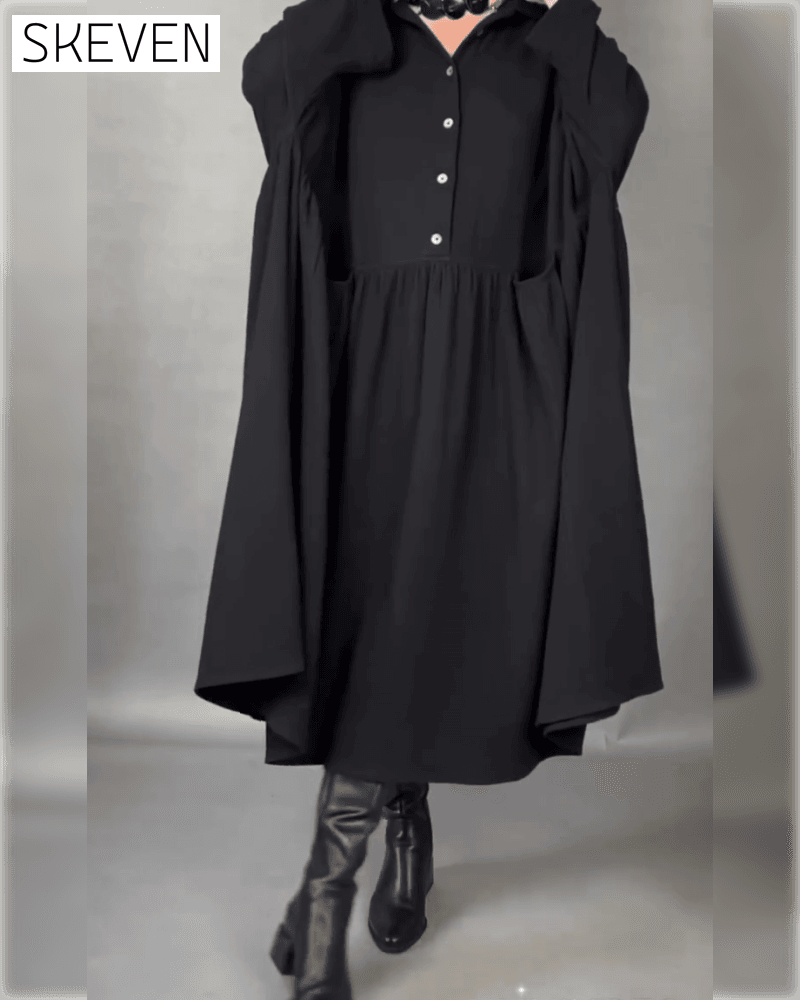 Oversized-Kleid in A-Linie mit Reversknopf