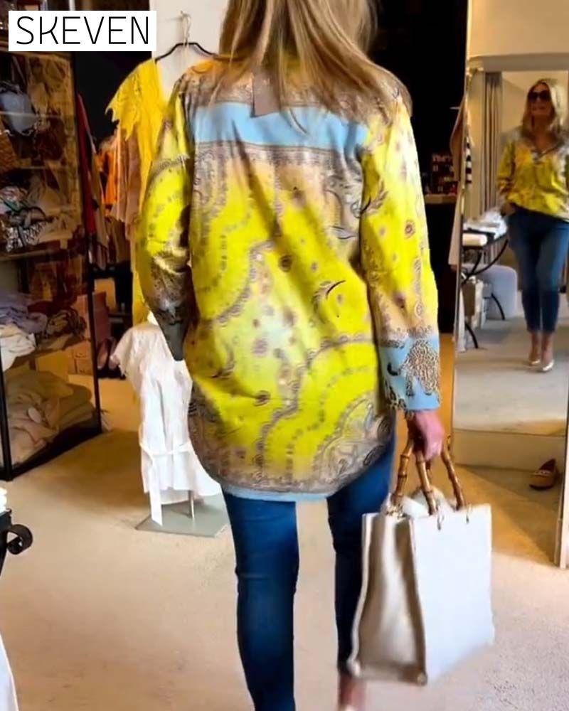V-neck Printed Blouse