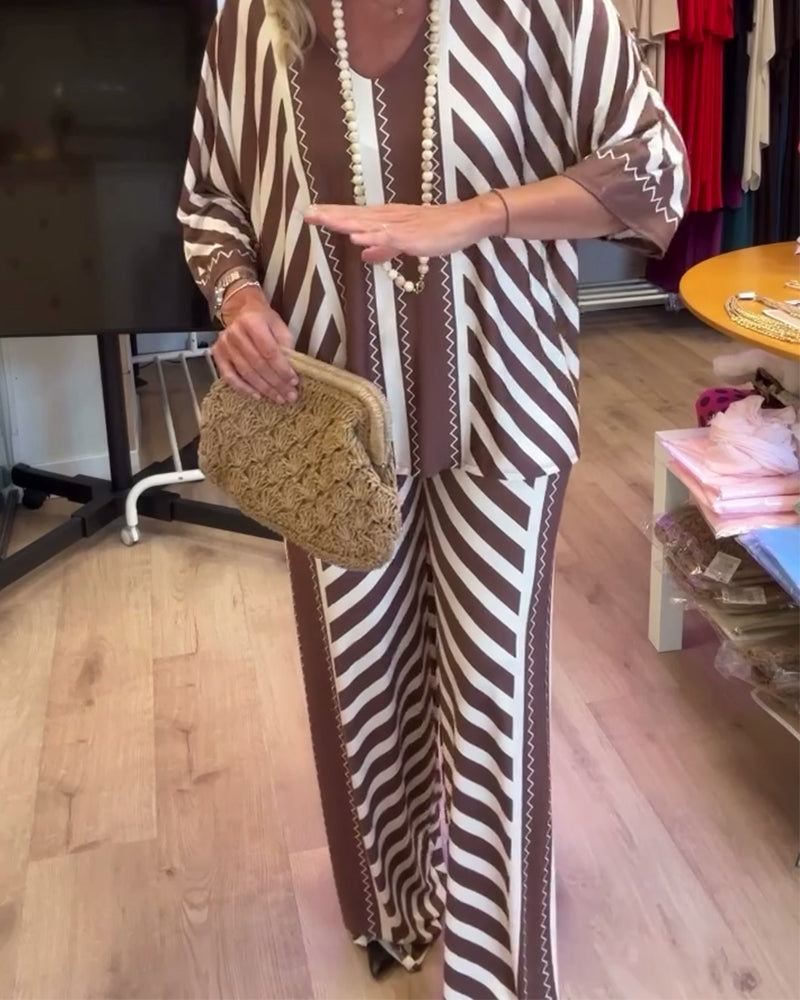 Striped Loose Wide-Leg Suit