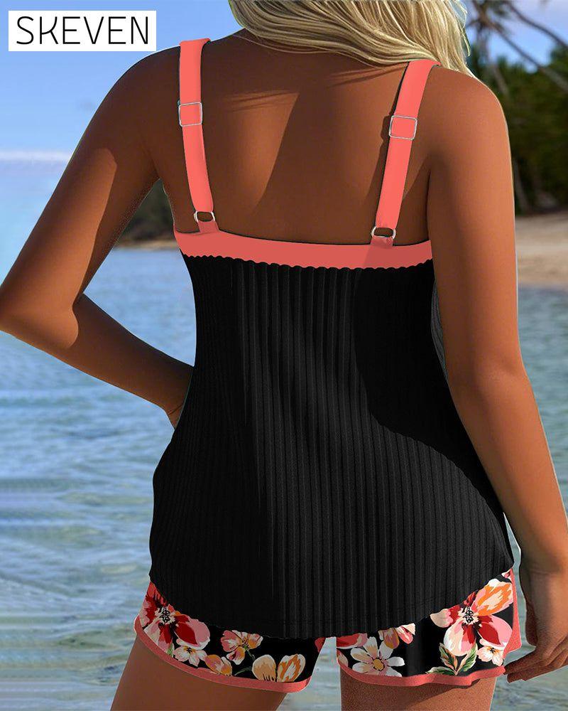 Sport-Boxershorts mit V-Ausschnitt und Print, Tankini