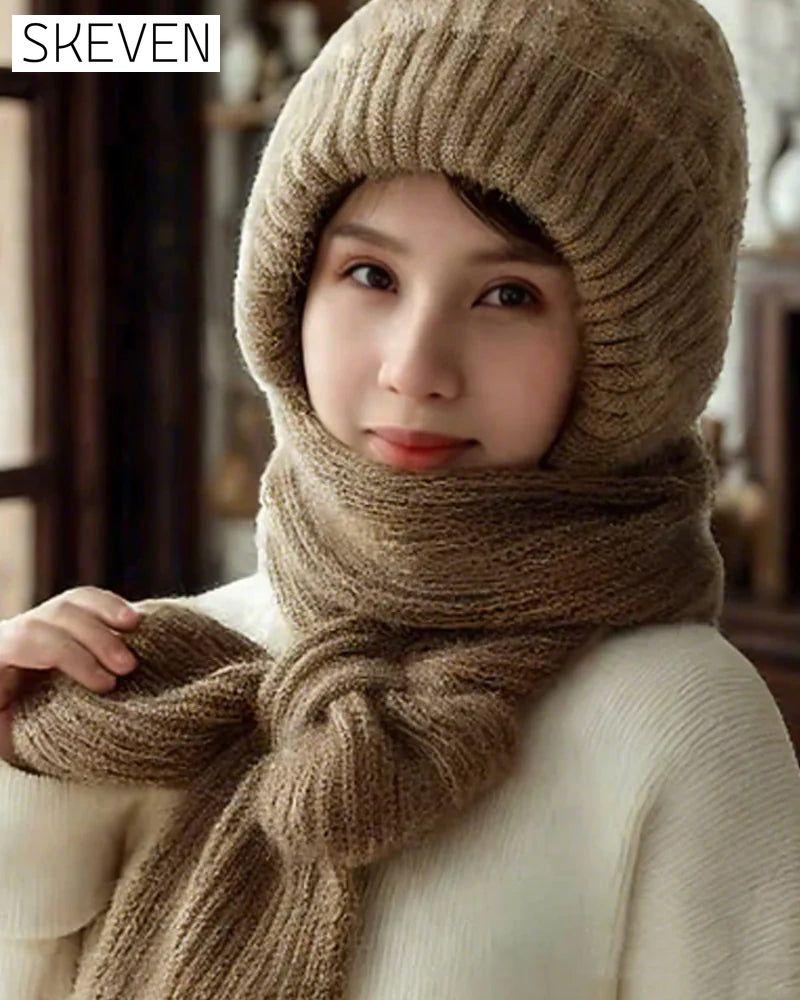 Winter Versatile Knitted Hooded Scarf for Women