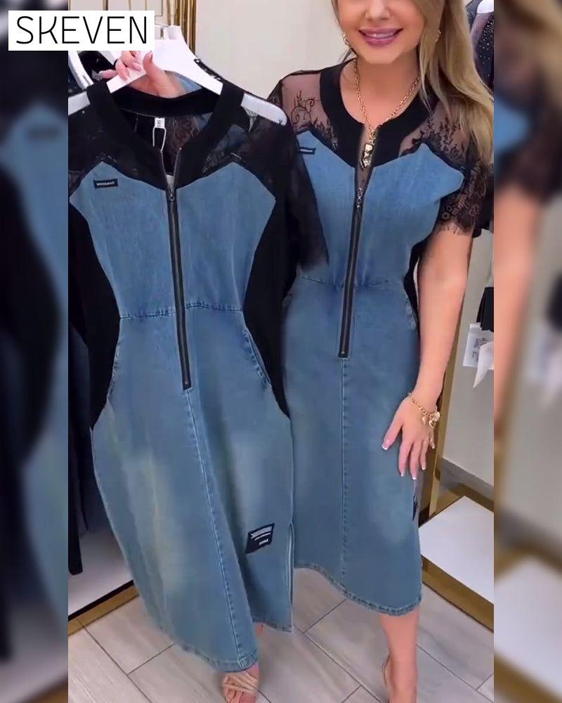 Kleid mit Spitzenärmeln – Modisches Design