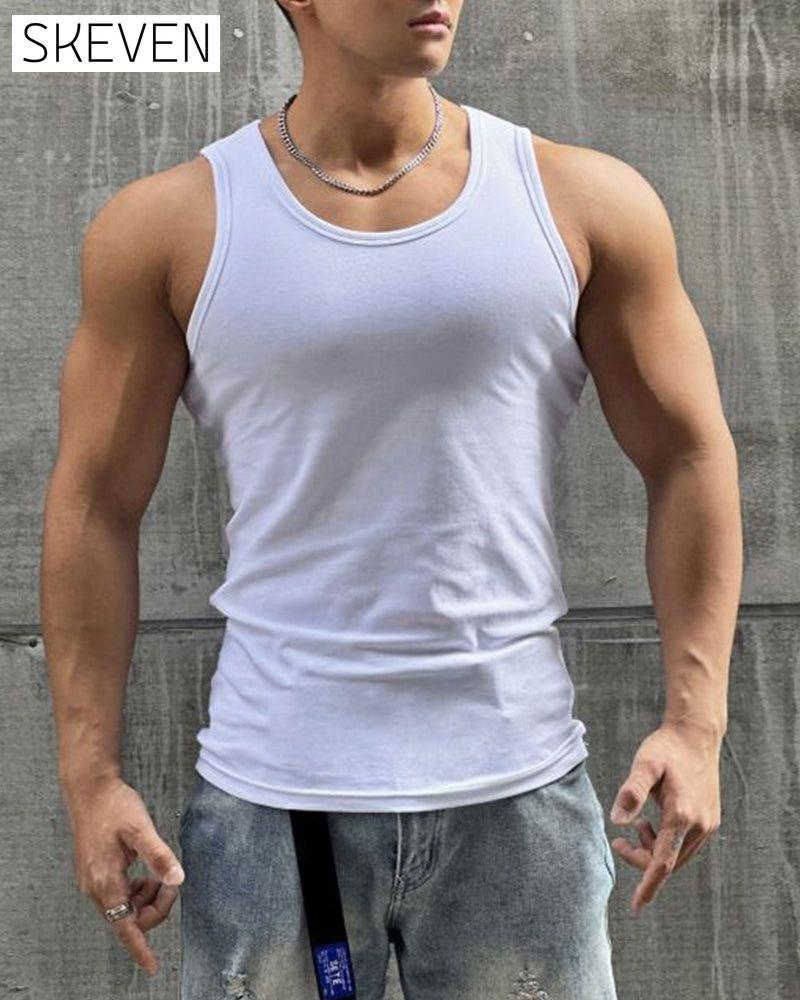 Men's solid color sleeveless vest