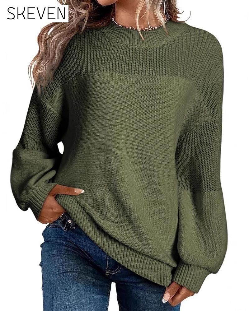 Solid Color Lantern Sleeve Jumper