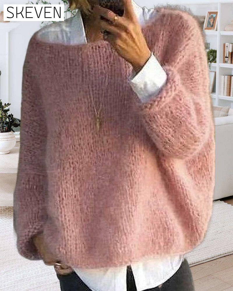 Round neck solid color sweater Pink S 2023 f/w 23BF pullovers