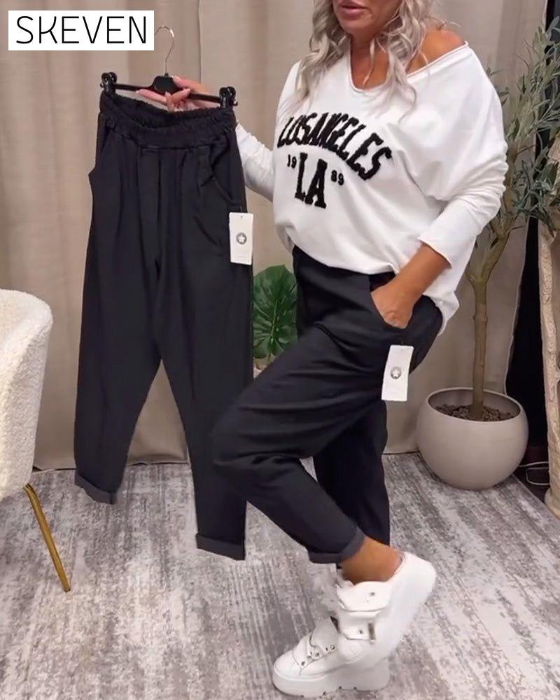 Casual solid color pocket pants